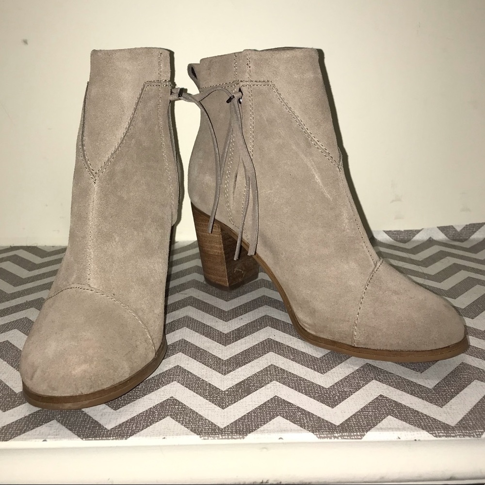 Toms Lunata Black Suede Ankle Boots